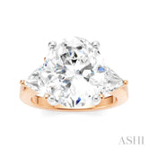 1 1/10 Ctw Oval Shape Trillion Cut & Round Cut Diamond Semi-Mount Engagement Ring in 14K Rose and White Gold